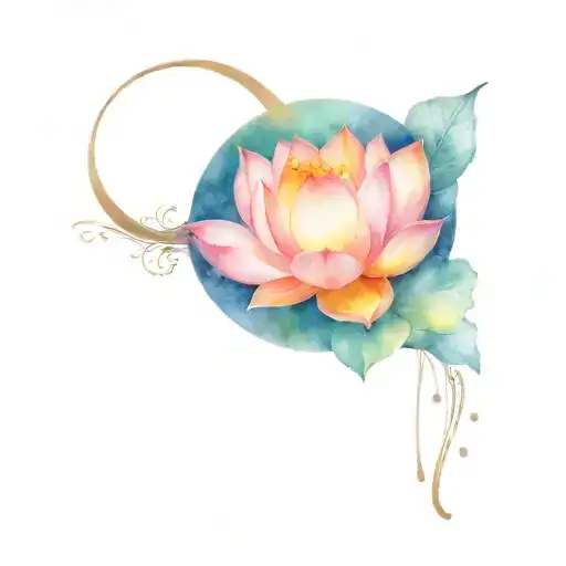 Crescent Moon With Lotus Flower