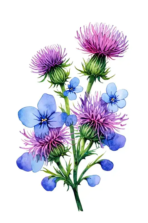 Scottish Thistle With Forget Me