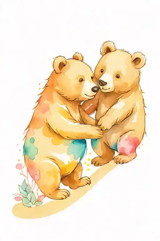 Cartoon Bears Holding Hands