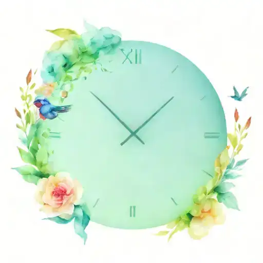 A Space Clock Made Of Flowers And Birds Symbolizing The Passage Of Time And Nature's Beauty