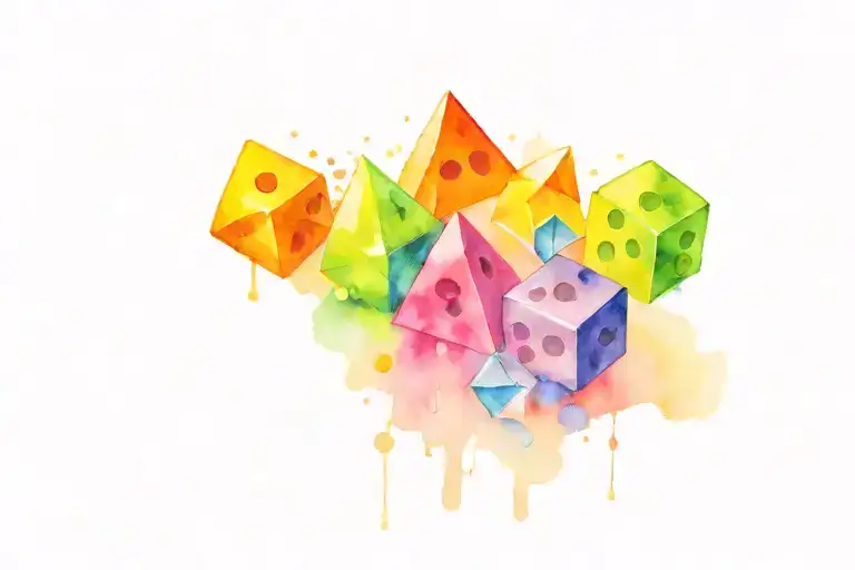 Small Geometric Watercolor Tatoo Of Three Board Game Meeples