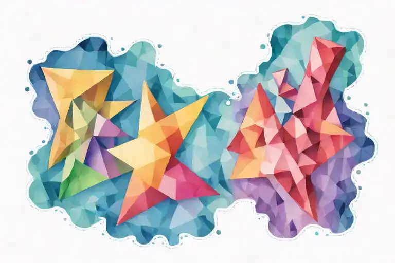 Geometric Watercolor Tatoo Of Three Board Game Meeples Side By Side