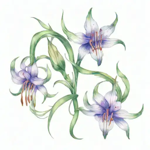 Two Spider Lillies And One Skinny Vine Intertwined