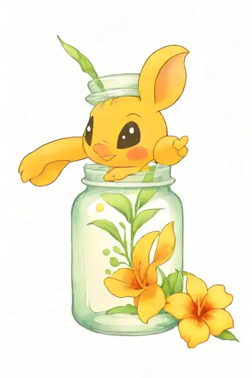 Scrumps From Lilo & Stitch Surrounded By Hawaiian Flowers