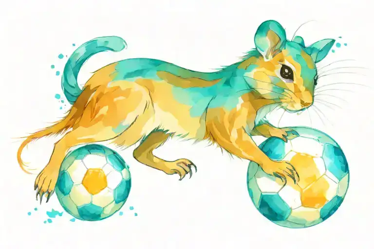 A Degu Playing With A Soccer Ball