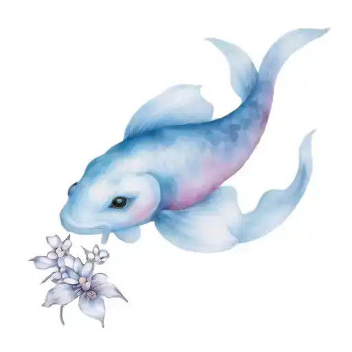 Koi Fish Forget Me Nots Purple And Blue