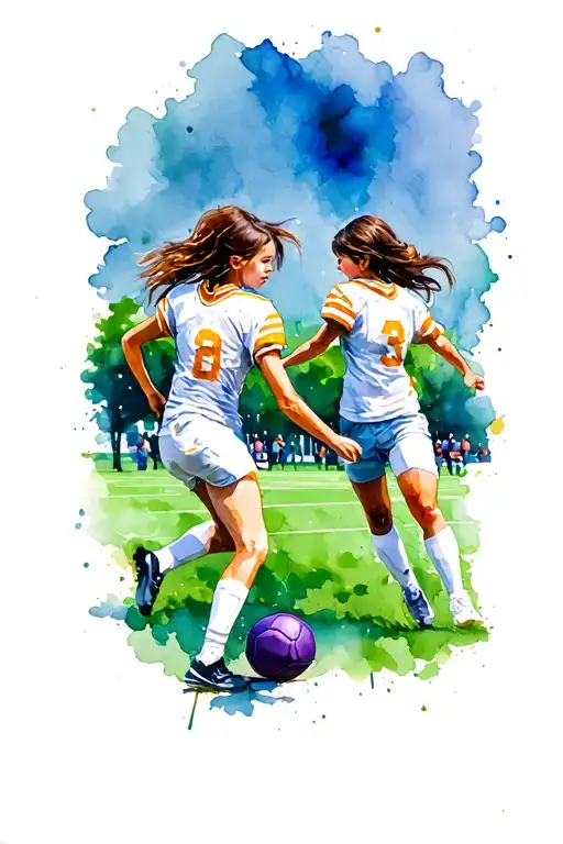 Girls Playing Football In A Park