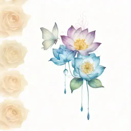 Gemini Lotus Flower Roses Butterfly