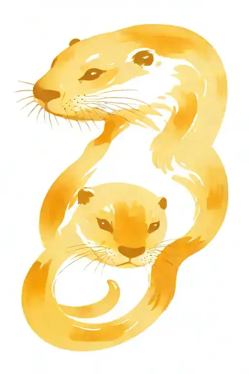 Otter Mother And Baby Swimming Together