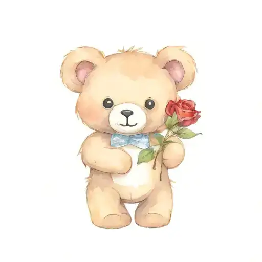 Teddy Bear Holding A Rose