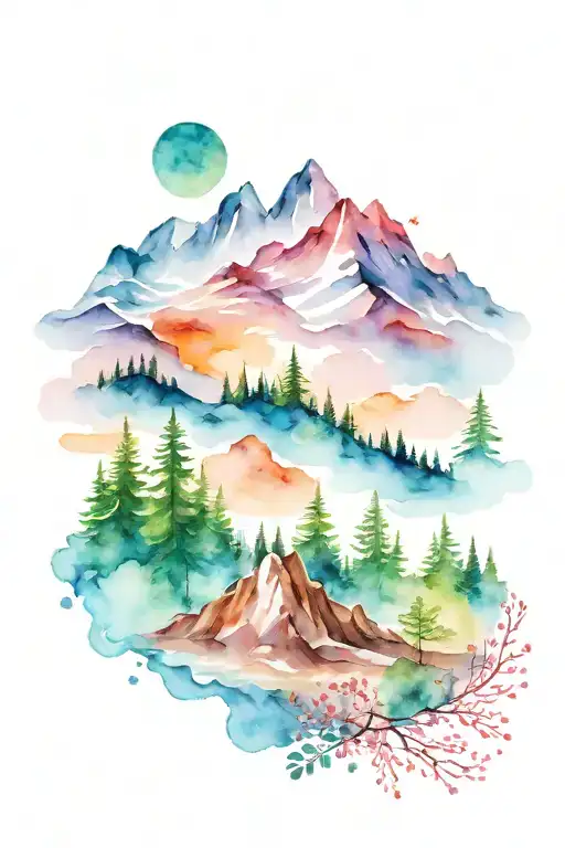 Nature Mountains Forest Scene