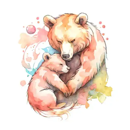 Bear And Salmon Hugging Each Other