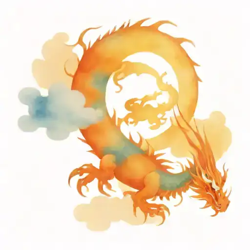 Dragon And Japanes Clouds