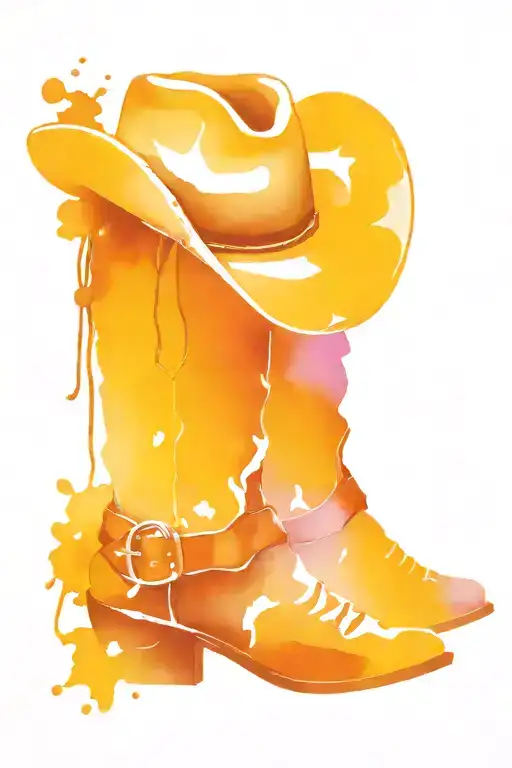 Cowboy Hat And Boots Hanging