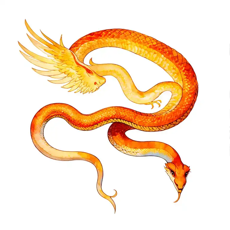 Medus Snakes Wrapping And A Pheonix Rising