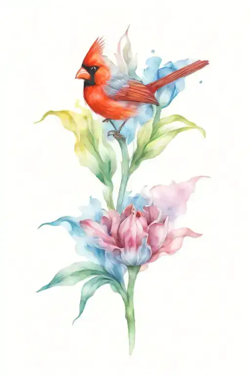 Cardinal And Tulip
