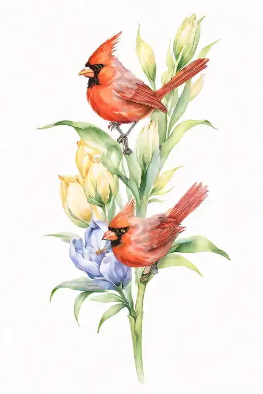 Cardinal And Tulip