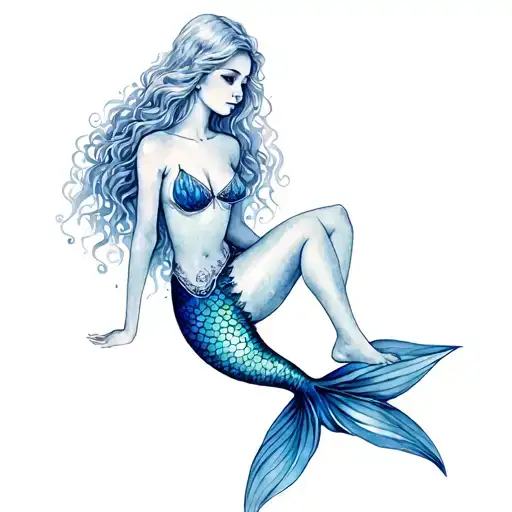 Mermaid Girl Lounging