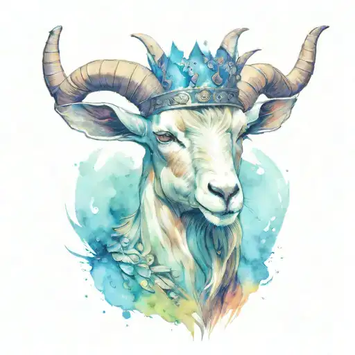 Angry Male Goat Wearing King's Crown