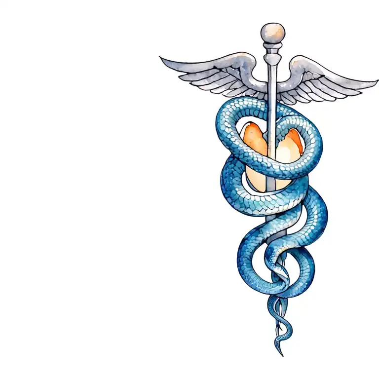 Caduceus Snake That Comes Out Of An Egg Shell