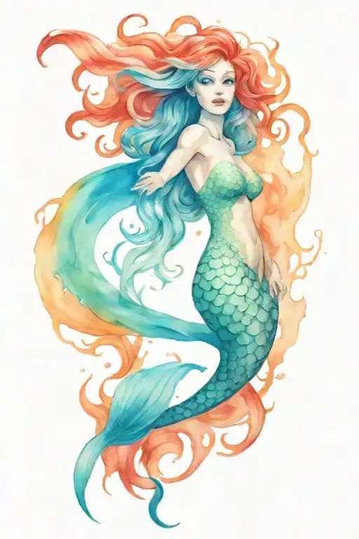 Mermaid Estetic Minimalistic Burning