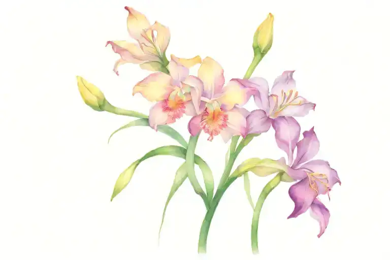 2 Roses 2 Daffodils 1 Iris Lily Intertwined