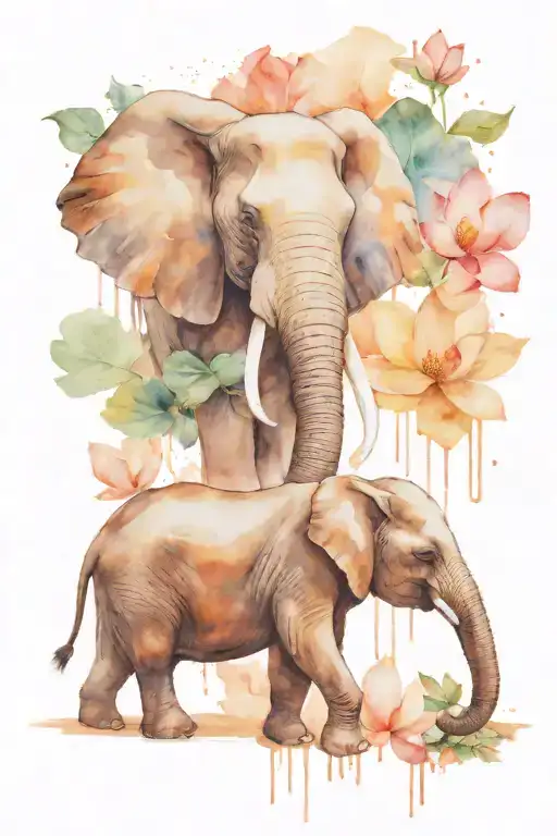 Elephant Profile And Lotus Flower Coming Out Of Open Book