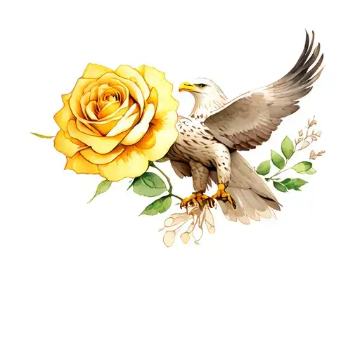 Eagle Holding Yellow Rose