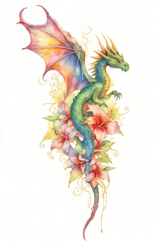 Barbed Wired Dragon Wood With Hibiscus And Orchid Blossoms