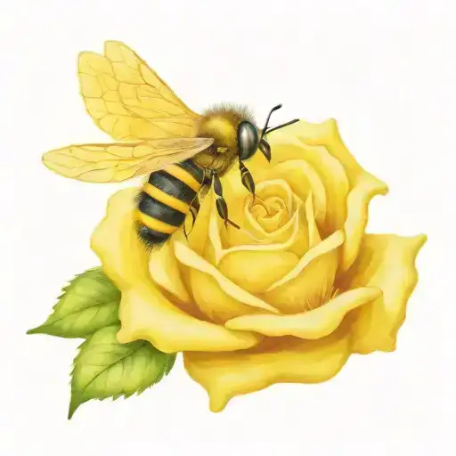 3D Puzzle Piece With Yellow Rose And Bee Flying