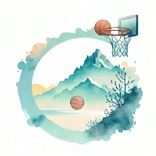 Basketball Merging With A Mountain