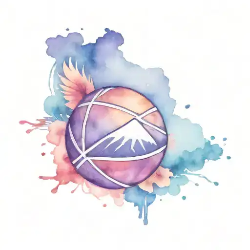 Basketball With Purple Mountains Rising Phoenix