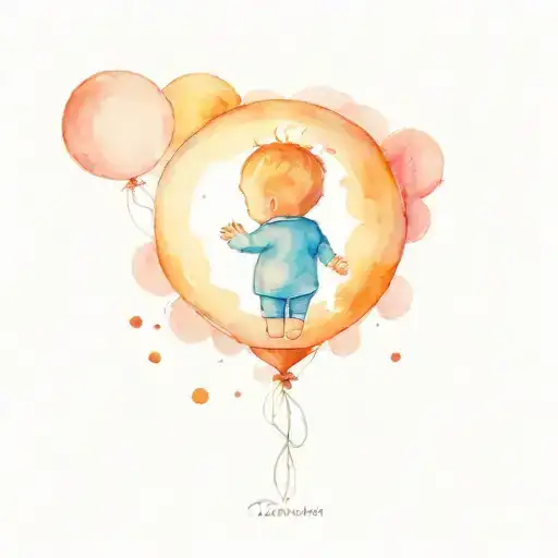 Baby Holding A Balloon Shaped Like A Sun