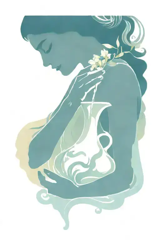 Greek Lady Pouring A Vase Of Water Waves