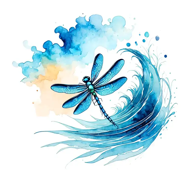 Dragonfly 3D Blue Ocean Wave