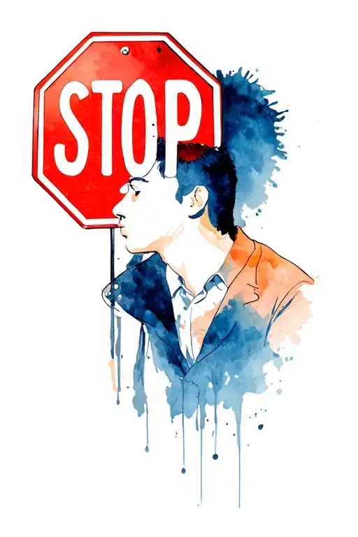 Stop Sign Overthinking Man