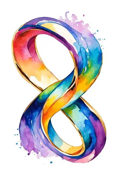 Infinty Band Gold With Rainbow