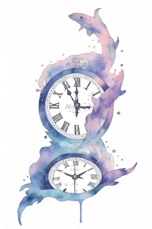 Pisces Sign Lines Going Clock Melting Stars Shining