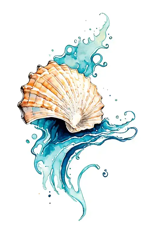 Seashell And Waves Flowing