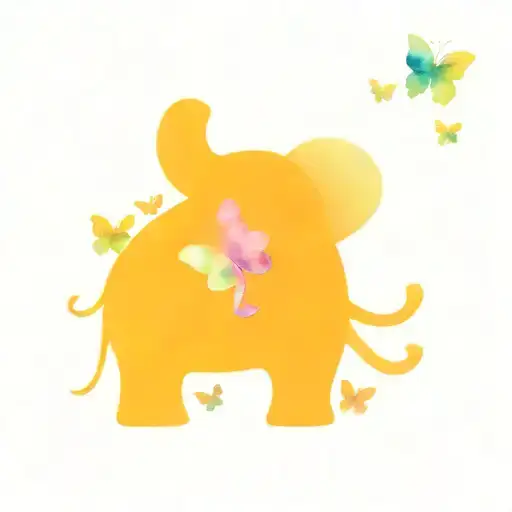 Elephant Playing With Butterflies