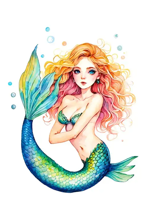 Mermaid Girl Lounging