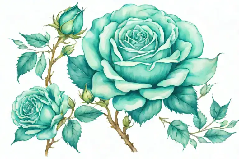 Scottish Rose Tattoos Teal Background
