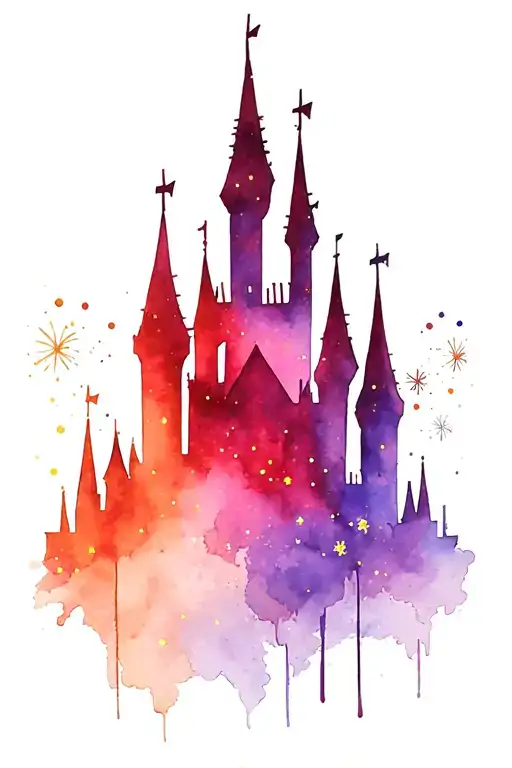 Disney Castle Silhouette With Sparkles