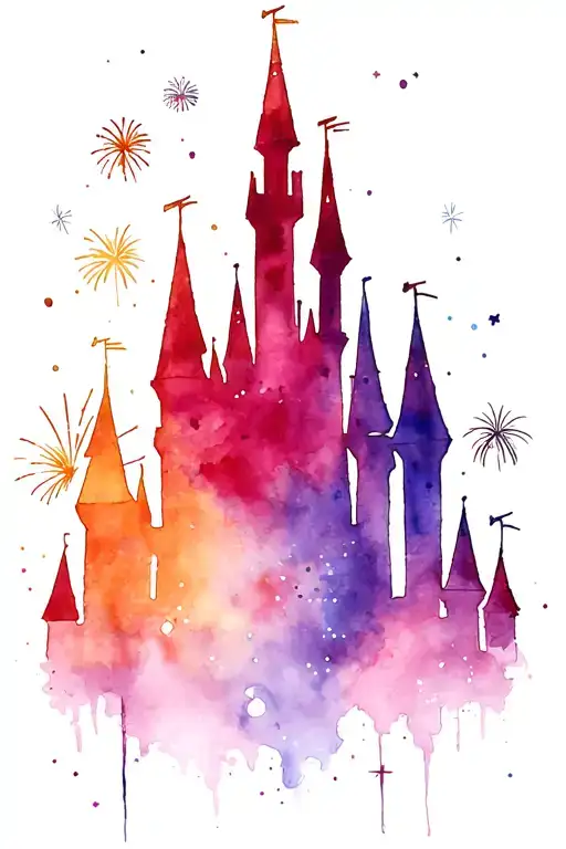 Disney Castle Silhouette With Lots Of Sparkle And Exploding Fireworks