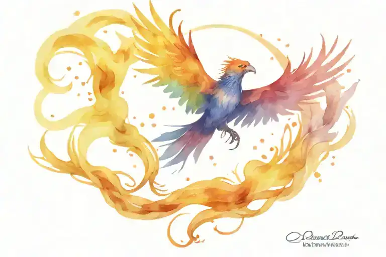 Phoenix And Bats Flying