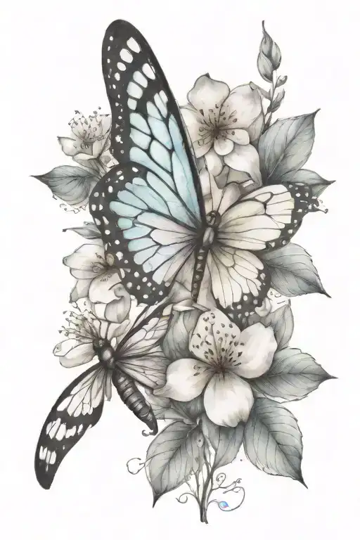 Butterfly Dragonfly Dogwood Flowers