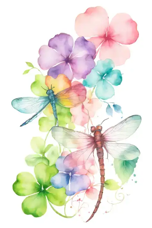 4 Leaf Clover With Dragonfly