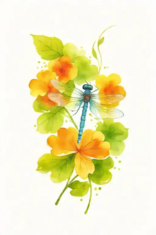4 Leaf Clover With Dragonfly