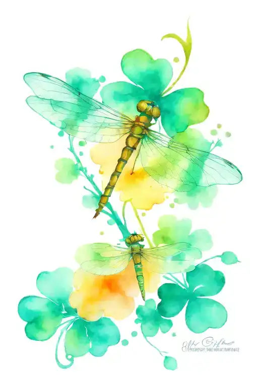 4 Leaf Clover With Dragonfly