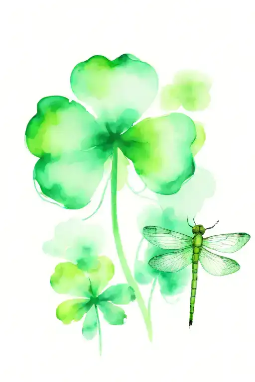 4 Leaf Clover With Dragonfly